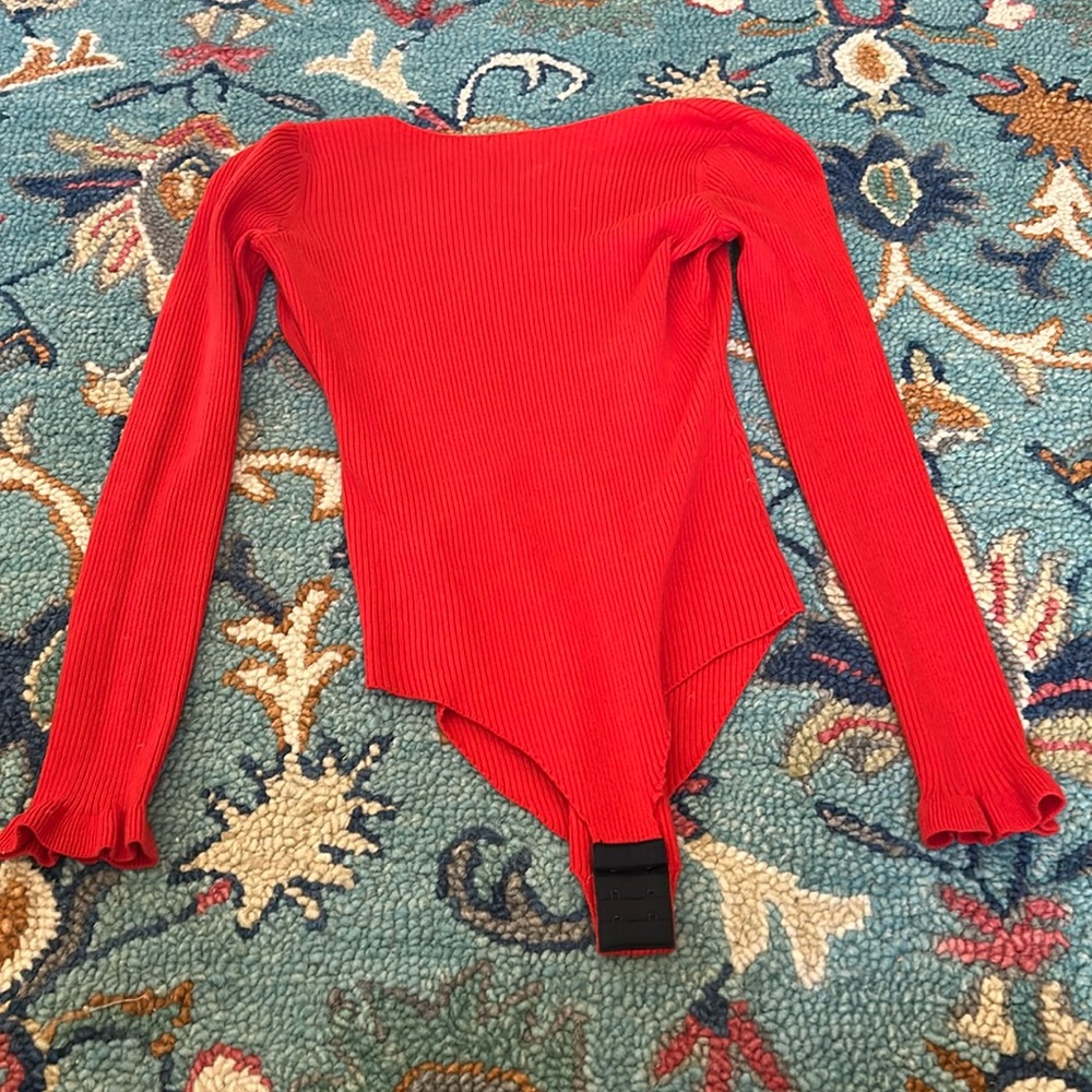 Sezane Joanie Ribbed Open Back Bodysuit